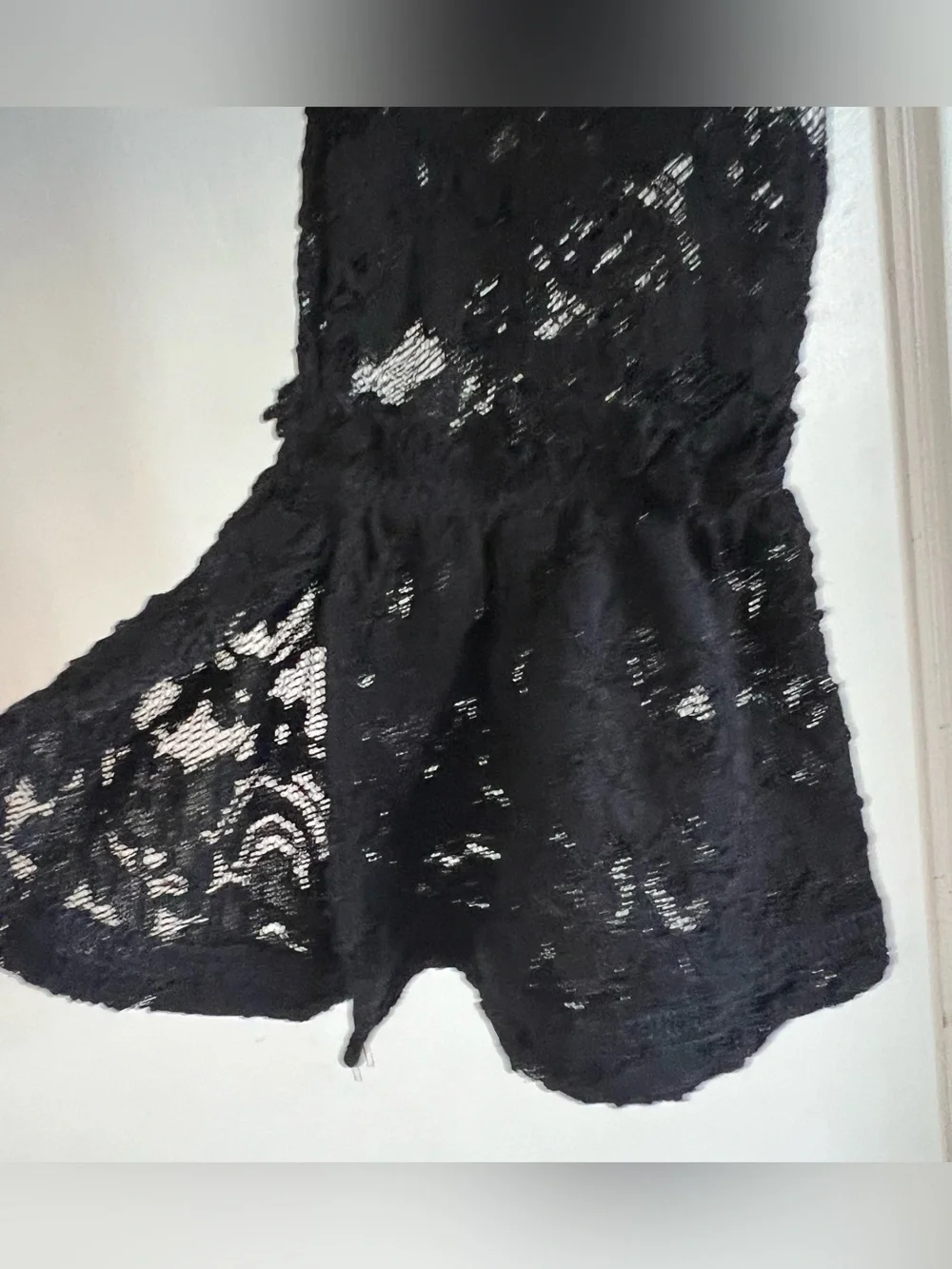 Free People Sheer Lace Flared Long Sleeve Top in Black Size XSmall NWT